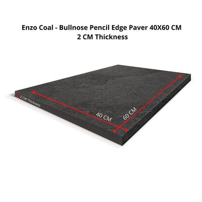 Enzo Coal  40X60 20mm Bullnose-Pencil Edge